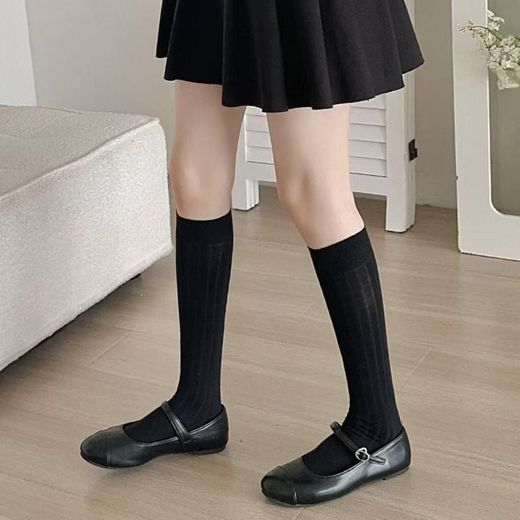 Women's Over-the-Knee Grey Ballet Style Stripe Socks