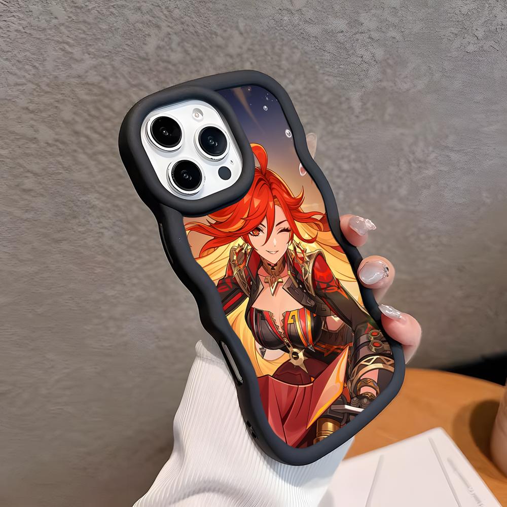 

Игровой чехол GI Mavuika с волнистым краем из ТПУ для мобильного телефона iPhone 17 16 15 14 13 12 11 Air Pro Max Plus, цветной чехол iPhone 16