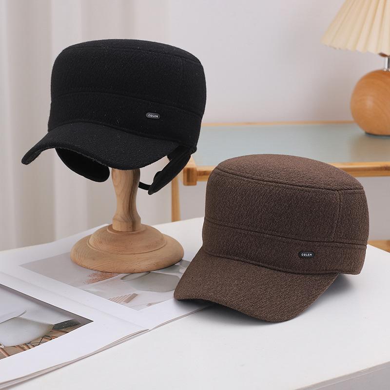 Hat Men's Winter Plus Velvet Thick Flat Top Hat Outdoor Cold Protection Fashionable Ear Protection Duck Tongue Warm Cotton Hat