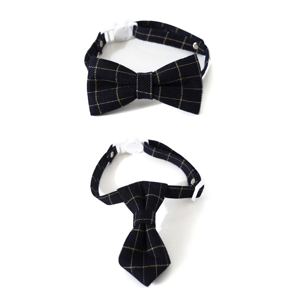 Christmas Pet Collar for Cats Dogs Plaid Bowtie Festival Party Pet Necktie Costume Accessories Breakaway Cat Collar 2PCS