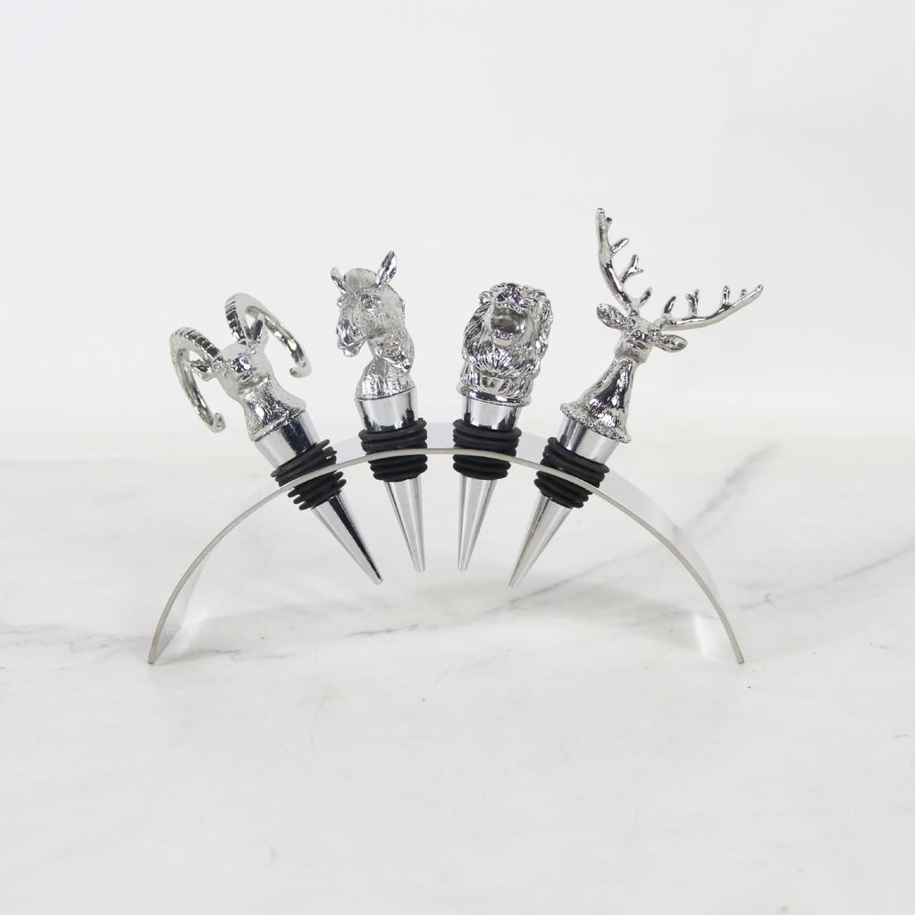 Metal Wine Stopper Silver Animal Head Sealing Plug Simulated Deer Sculpture Champagne Bottle Stopper Home Accessories