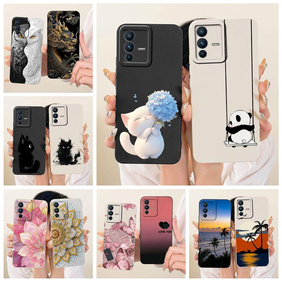 For Vivo V23 Pro Case V2132 Cute Cat Panda Cartoon Cover Soft TPU Matte Phone Case For Vivo V23e V 23 VivoV23 Pro 5G Fundas Bags