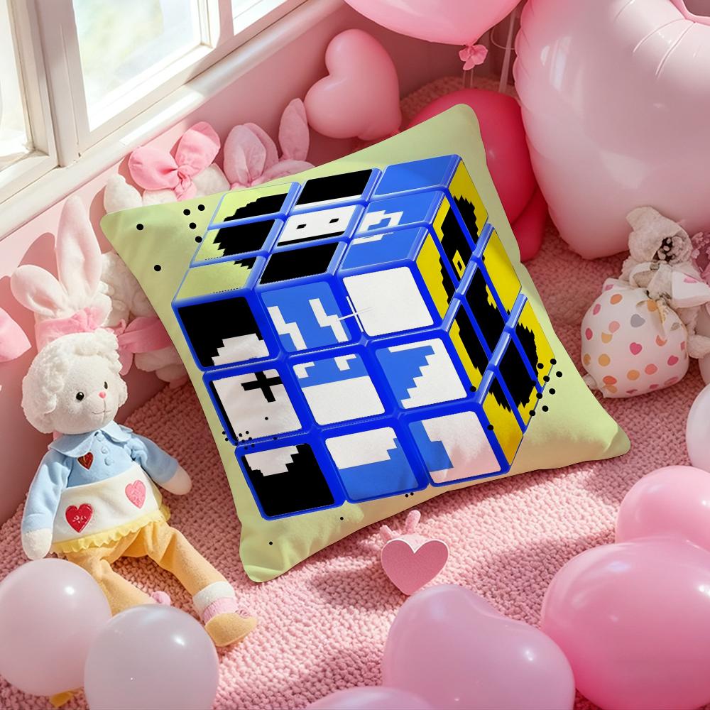 

cartoon style Rubik s cube Cute Cushion Cover Pattern Printed Pillowcase for Living Room Sofa Cushion Cover & Bedroom Decor 12x12Inch
