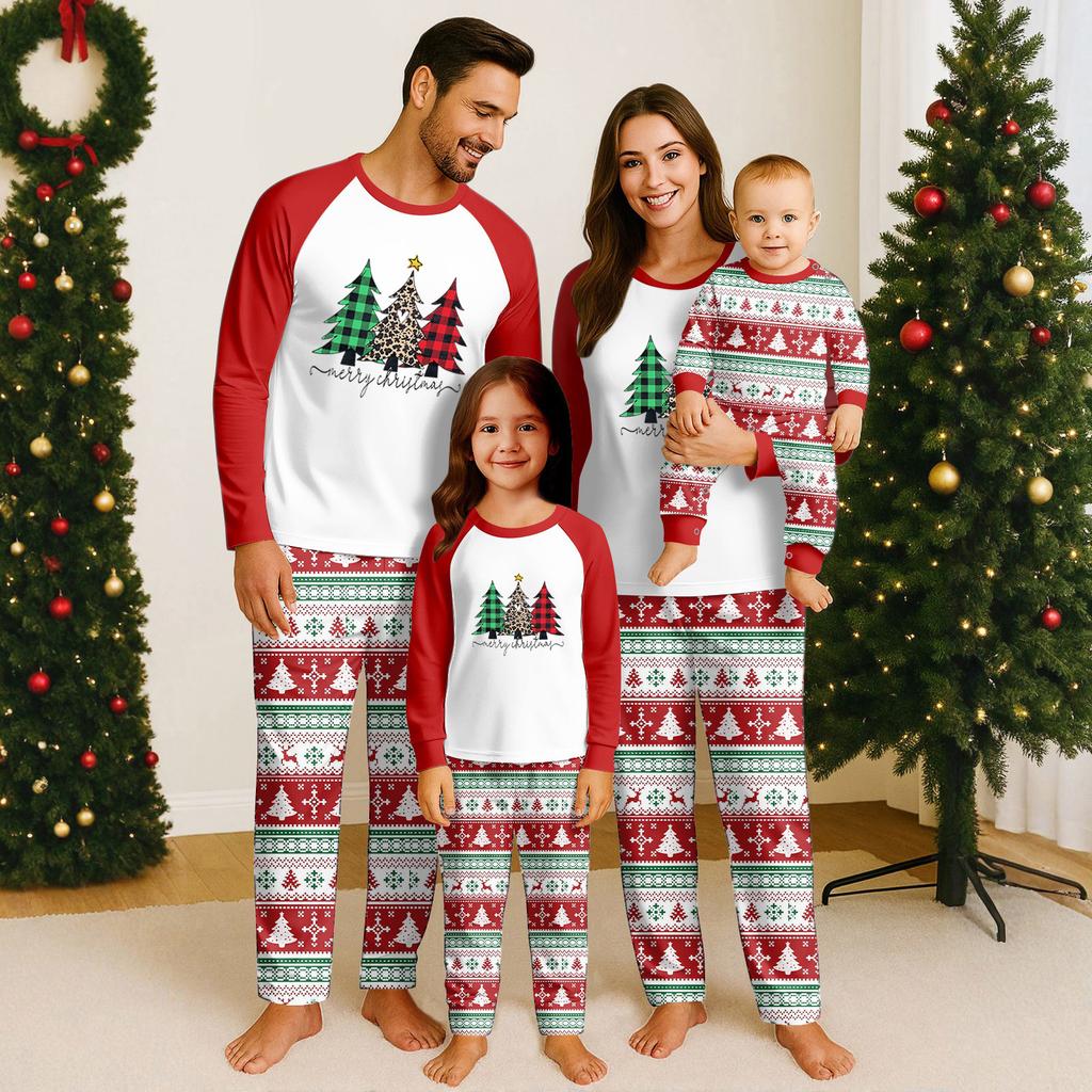 Christmas Day Prints Family Matching Long Sleeve Tops+Pants Set Family Matching Sets
