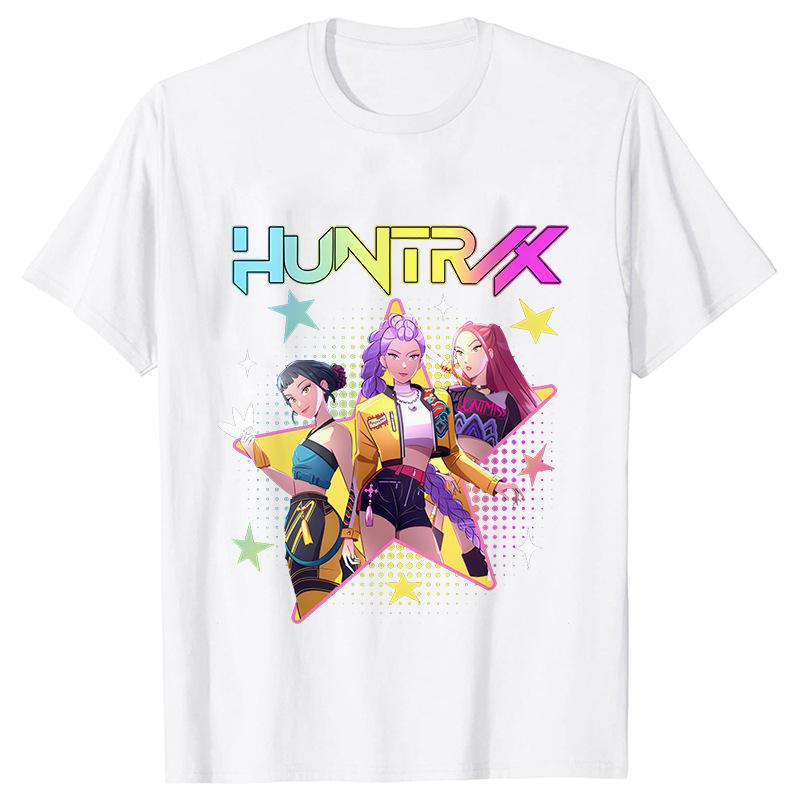 Kpop Demon Hunters Cartoon T-shirt for Chrildren  O-neck T-shirts 2025 Hot Movies Same Tshirts Fans Gifts Y2K High Street Tops