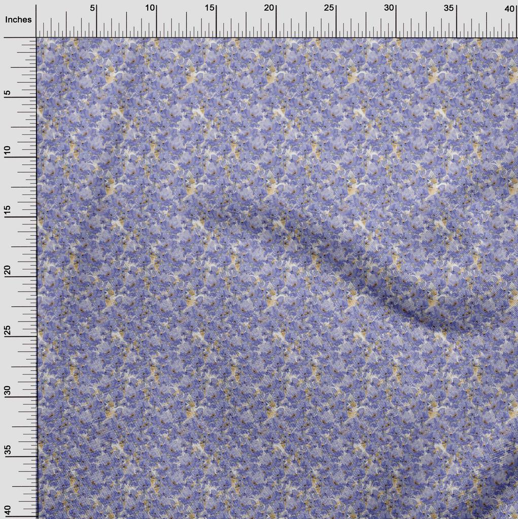oneOone Cotton Poplin Medium Blue Fabric Abstract Floral Sewing Craft Projects Fabric Prints By Yard 42 Inch
