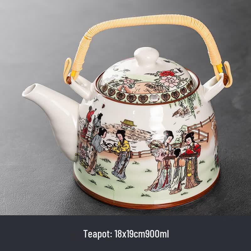 ZISIZ Large Ceramic Teapot with Glass Infuser