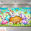 2D Easter Bunny & Colorful Eggs Backdrop Spring Holiday Party Decoration