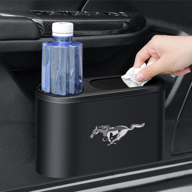 new Hanging Car Trash Can Auto Emblem Garbage Box Accessories For Ford Focus 2 3 mk3 Fiesta Ranger Mondeo Mustang Transit Fusion Kuga