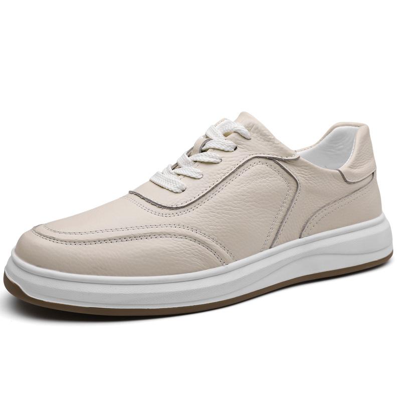 

Первый слой коровьей кожи 2025 осень новая мужская повседневная обувь кожаная дышащая мужская белая обувь трендовая мужская обувь обувь 46 белый