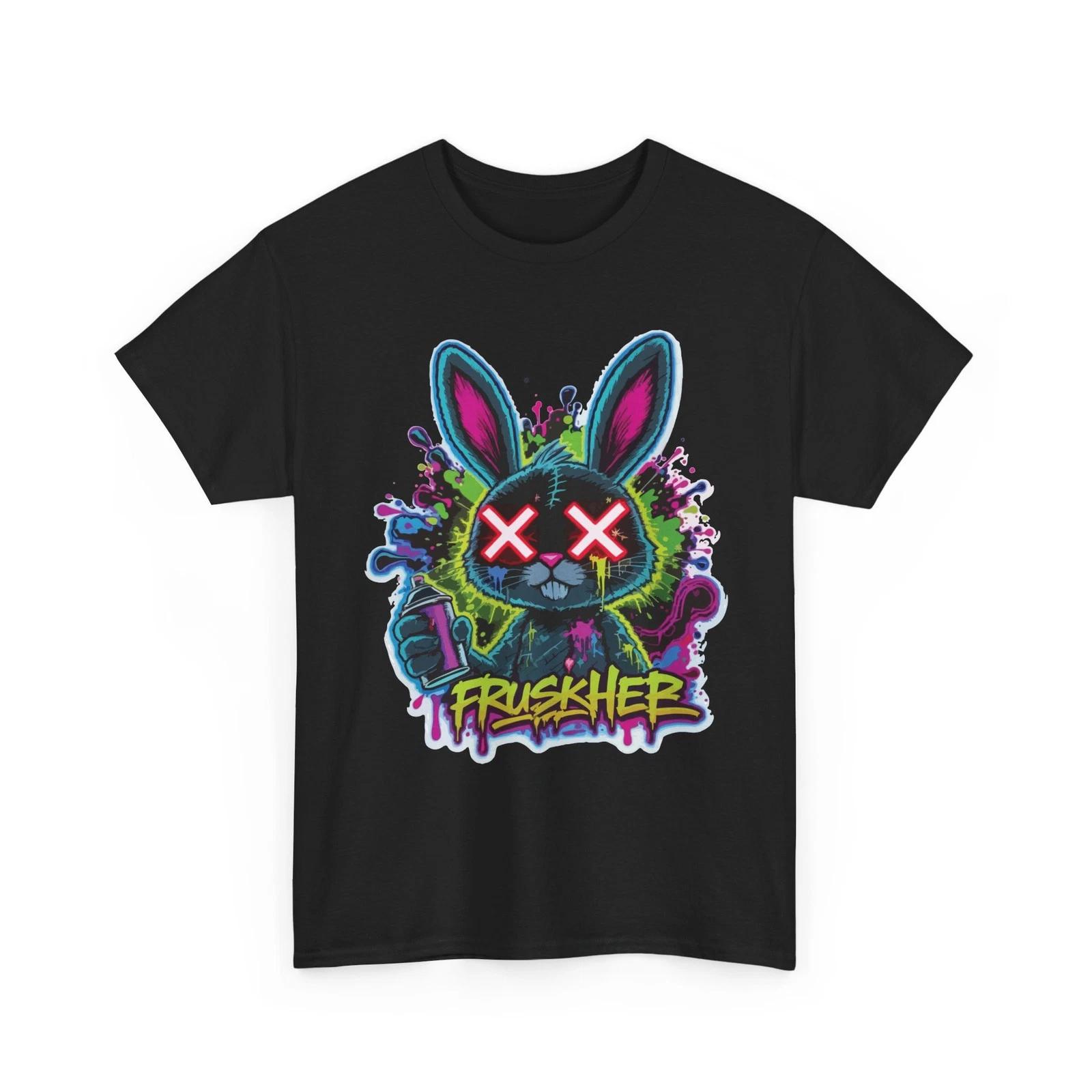 Neon Graffiti Bunny T-Shirt Streetwear Bunny Graphic Tee S