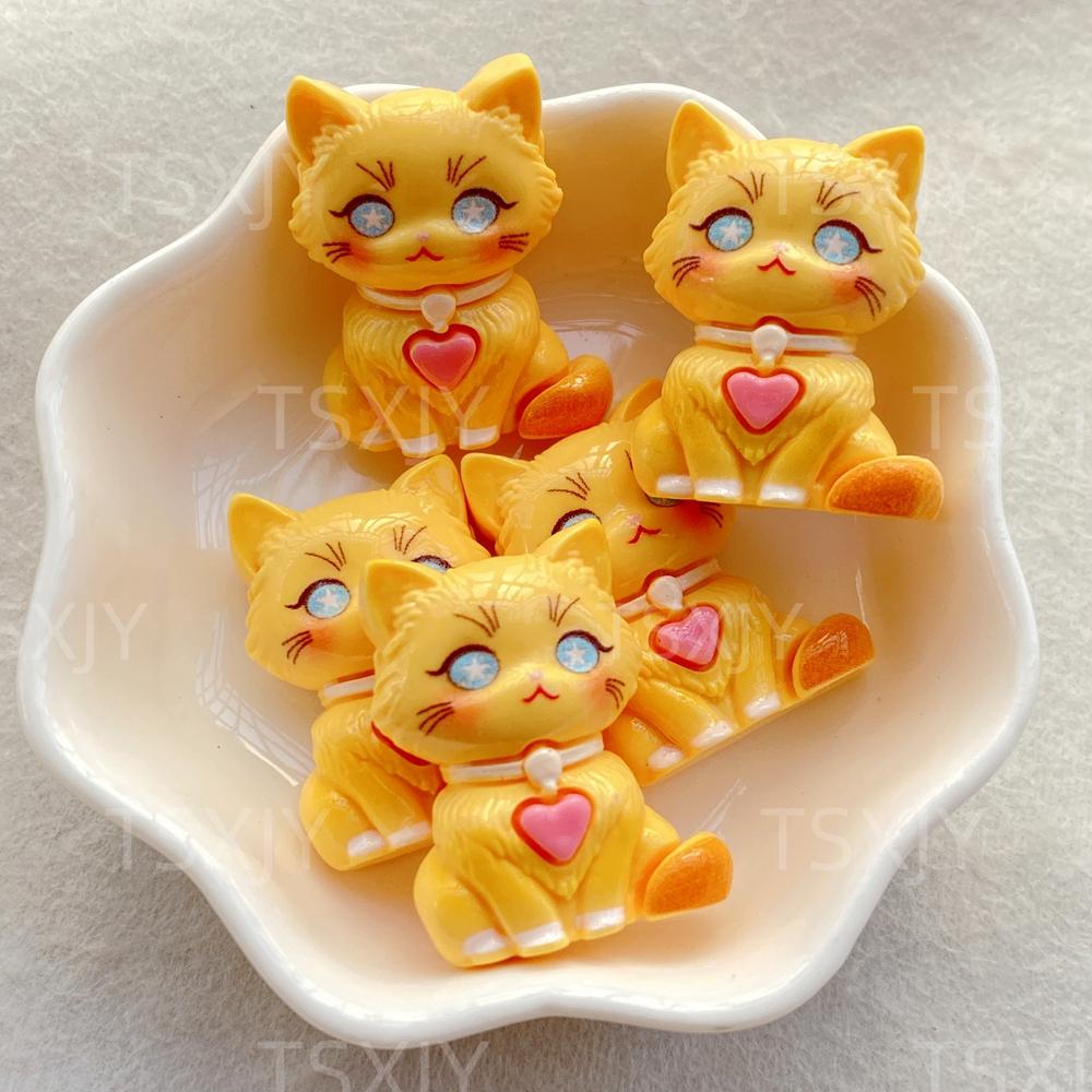 6PCS New Colorful cute cartoon 3D animal kitten Flat back Cabochon Stone Scrapbook DIY Decor Figurines Crafts Accessories