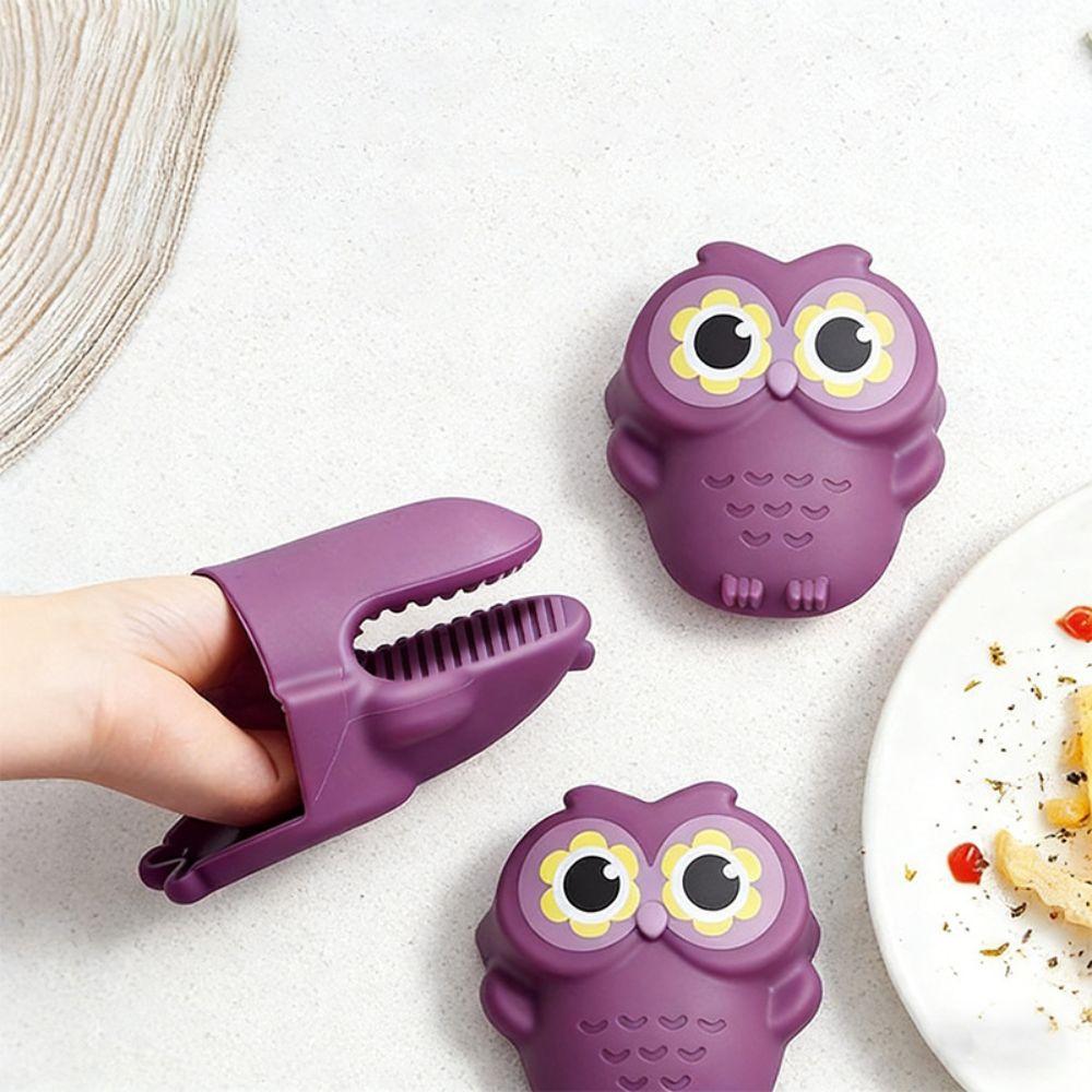 Purple Heat Insulated Mitts Non Slip Microwave Glove Household Owl Oven Mitts Hot Dish/Bowl