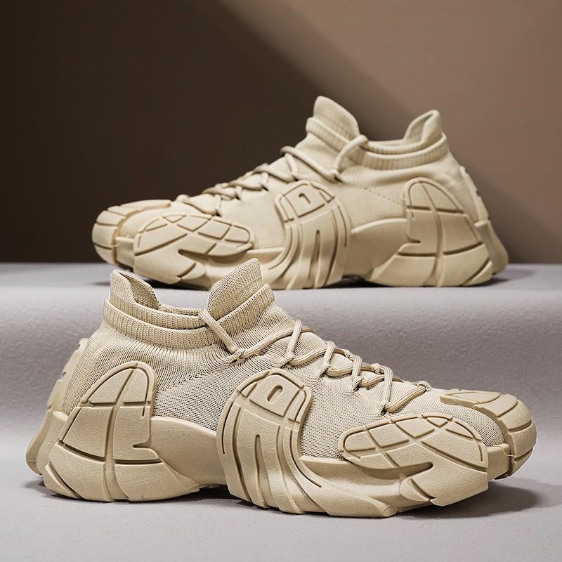 New Casual Shoes Breathable Shoes Men's Fashion Thick-soled Shoes High-top Single Shoes