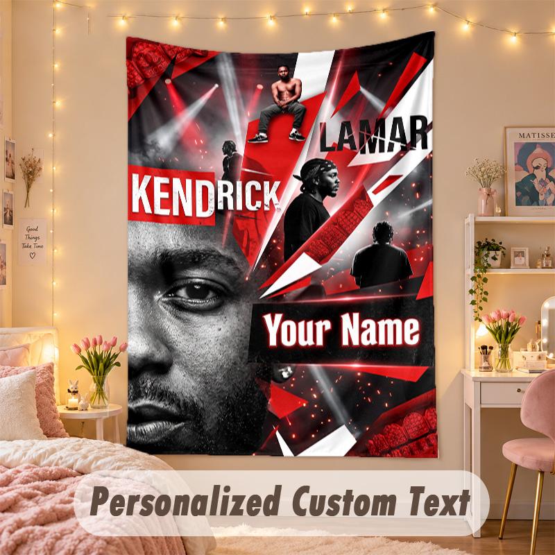 Custom Personalized Tapestry,Kendrick Lamar Print Custom Name Text Wall Art Hanging for Bedroom