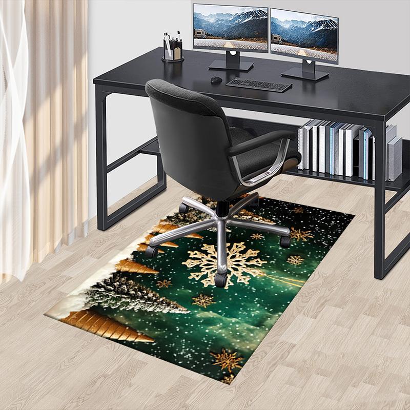 

snowflake tree Crystal Velvet Office chair mat Area Rug - Non-Slip, Floor Mat, Office Desk Chair Rugs,Christmas Gift-1106104 60cm by 90cm