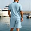 2026 Summer Fashion Sports Style Short Two Piece Set Men's Casual Solid Color Jacquard Short Sleeves Pullover POLO Shirt Shorts 2 Piece Sets