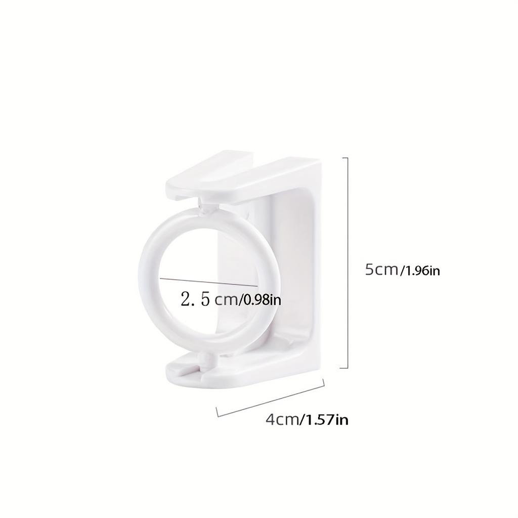 2/4/6Pcs Punch-free Curtain Rod Holder Clamp Hooks Self Adhesive Clothes Rail Bracket 360 Rotation Triangle Ring Adjustable Hook