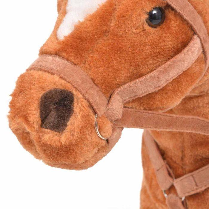 Jouet en peluche - VIDAXL - Cheval Marron - 64 cm - Fonction sonore - Pour enfants à partir de 3 ans