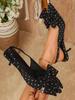 2026 Polka Dot Bow Stiletto Sandals, Pointed Closed-Toe with Back Strap