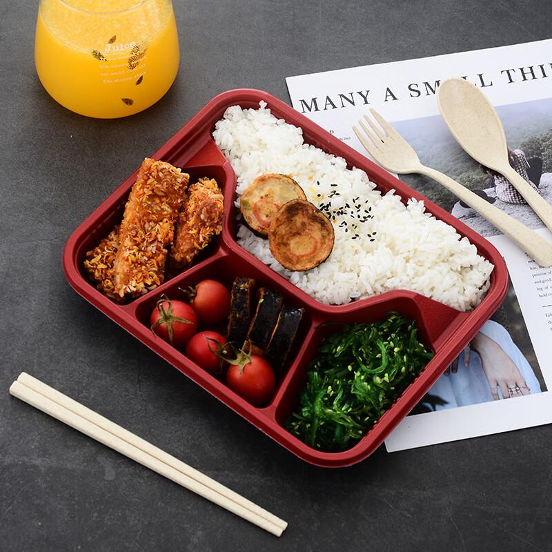 

Утолщенная квадратная одноразовая пластиковая коробка для еды с четырьмя отделениями