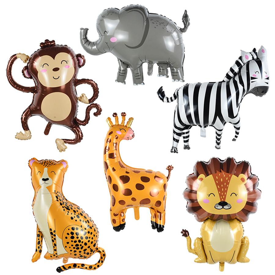 6pcs Safari Jungle Animal Foil Balloon Forest Zoo Theme Birthday Party Decoration Supplies Lion Elephant Giraffe Balloon Kit Other