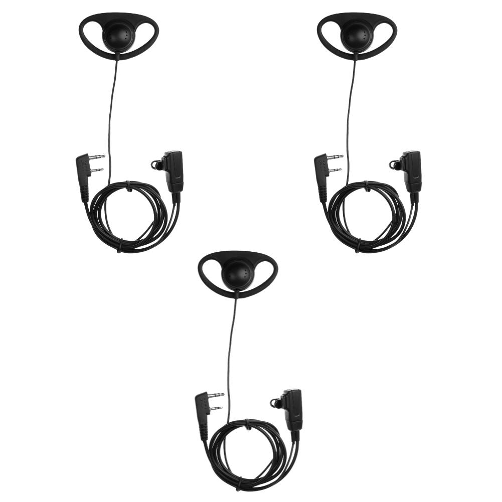 2 Pin Walkie Talkie Headset with MIC PTT D-Shape Earphone Earpiece Headphone Accessories for Baofeng Kenwood Puxing TYT Radio