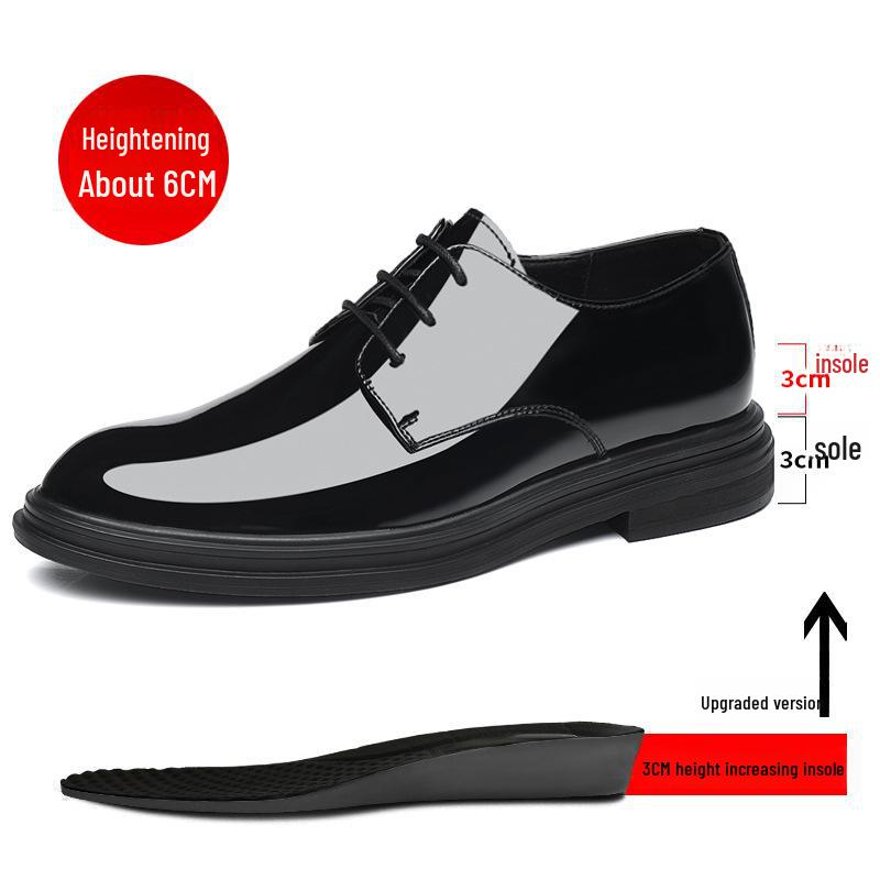 

Мужские низкие туфли из блестящей кожи с увеличением высоты на 6 см, деловой стиль, лакированная кожа, повседневный стиль. Size 43