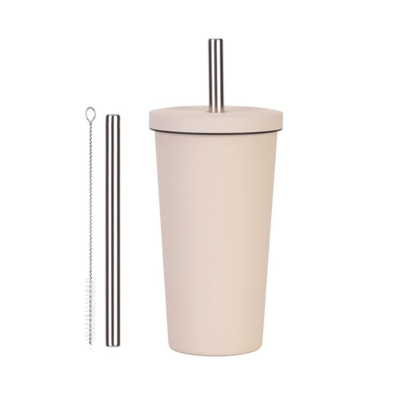 316L Stainless Steel Vacuum Insulated Tumblers With Leak Proof Straw Lid For Office Outdoor Travel Ergonomic Grip Cup