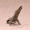 1x Antique Bronze Crocodile Miniature Figurines Vintage Brass Mini Alligator Statue Desk Ornaments Home Feng Shui Decor Crafts