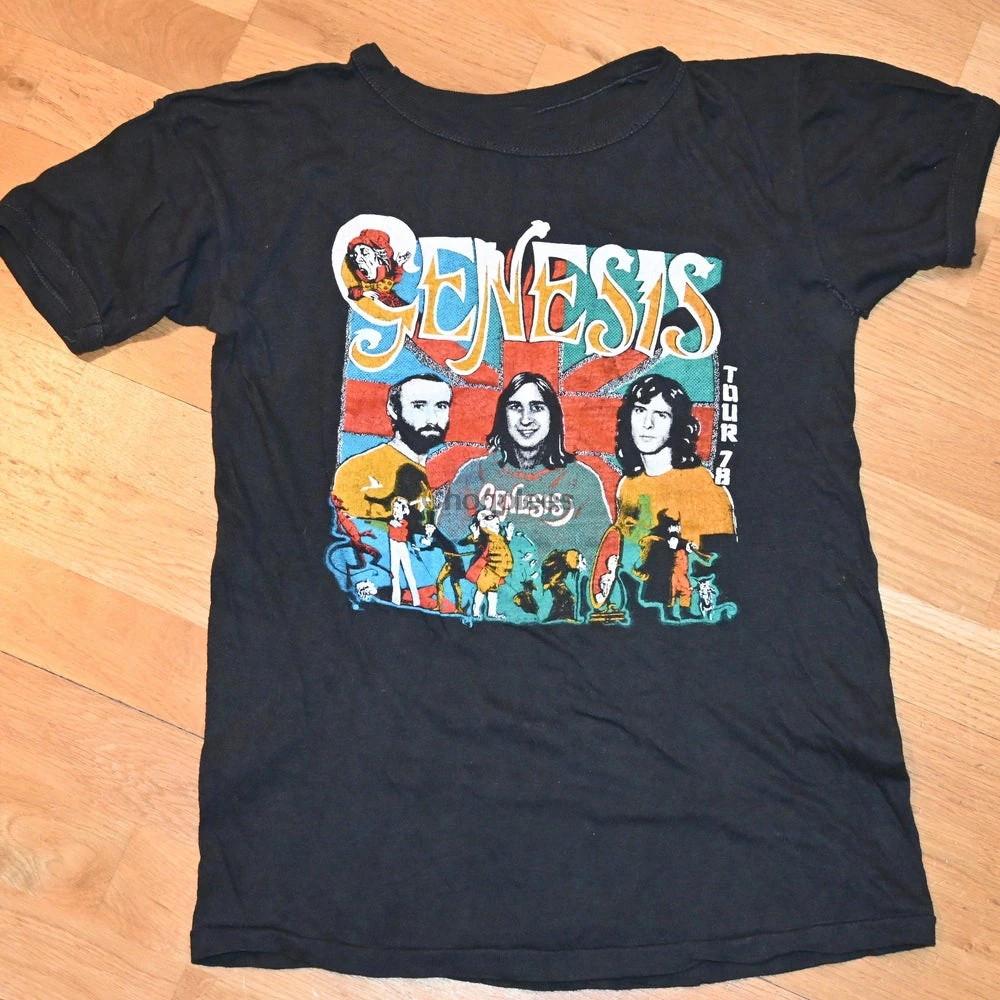 

GENESIS vintage t shirt concert 1970 s Short Sleeve Black All Size Shirt Unisex T-Shirt XXXXL