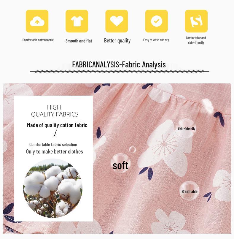 Ärmelloses Mädchen-Prinzessinkleid mit Peter-Pan-Kragen aus bedrucktem Baumwollleinen