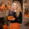 Halloween Pumpkin Figurine , Festive Holiday Decor for Home Shelf Mantle, Decoration for Party