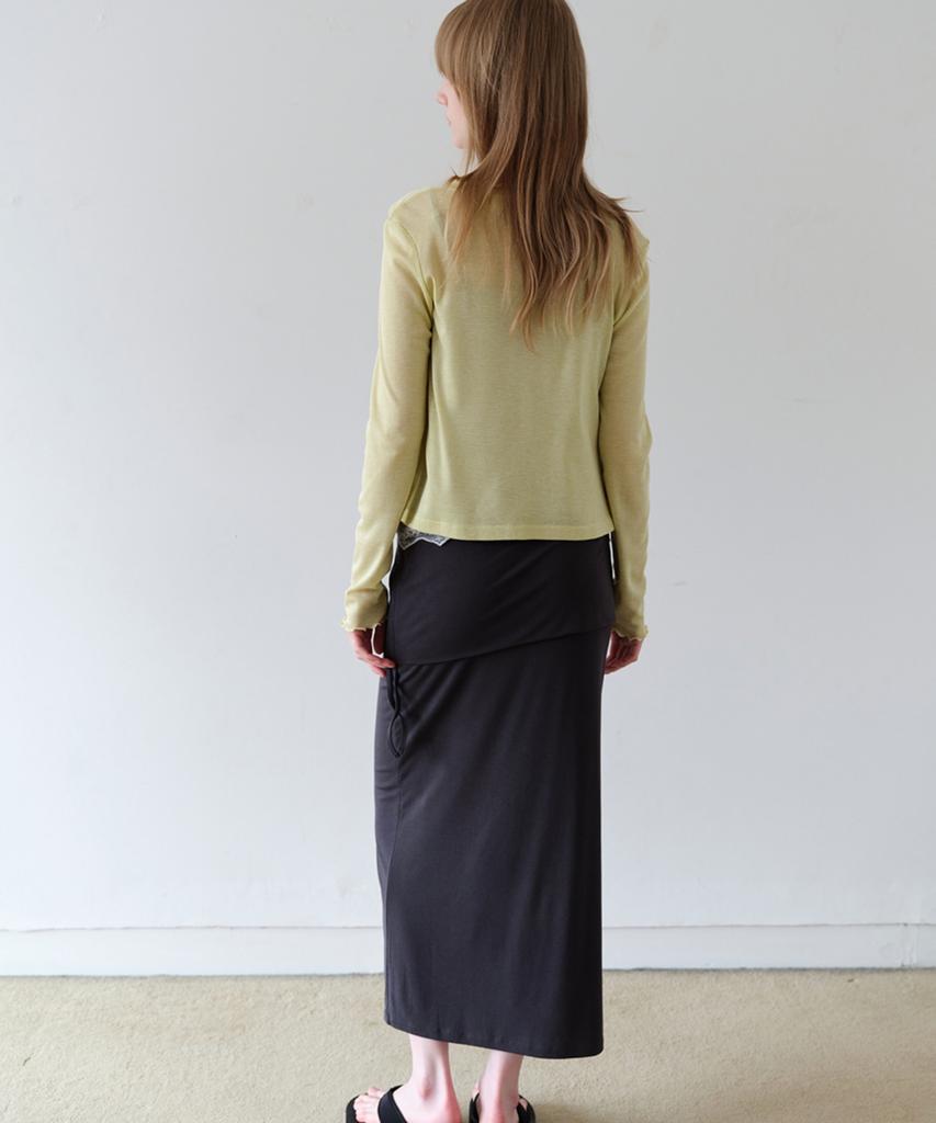 Awi String Shirred Jersey Skirt_Black