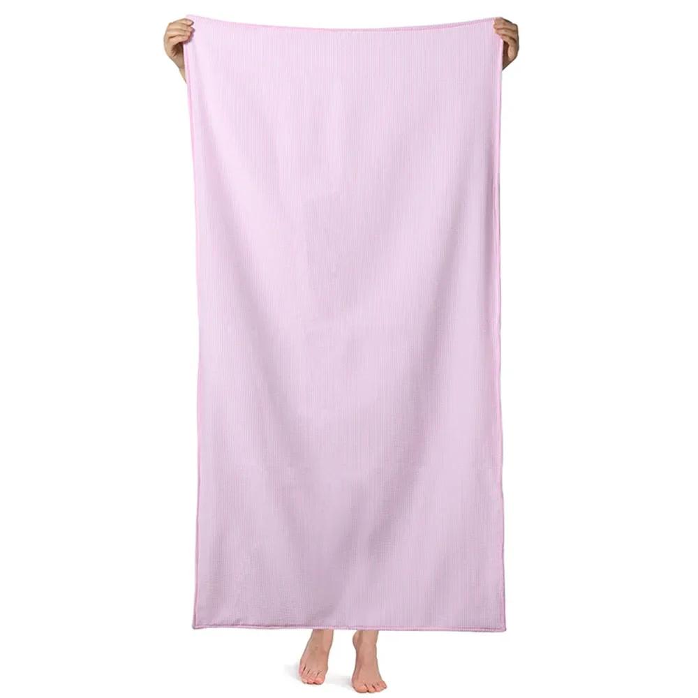 Solid Color Beach Towel Microfiber Quick Dry Striped For Kid Women Travel Camping Picnic Mat Pool Towel Portable Sea Surf Poncho