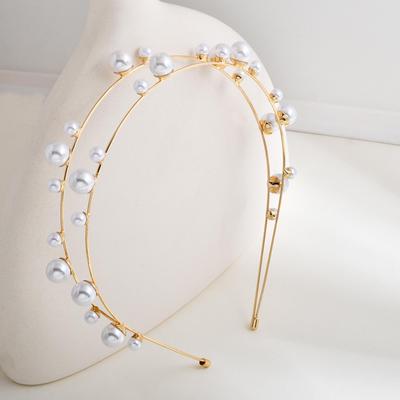 Serre-tête Baroque Français Strass Perle - Double Couche Style Cour Rétro Accessoire Cheveux pour Femmes