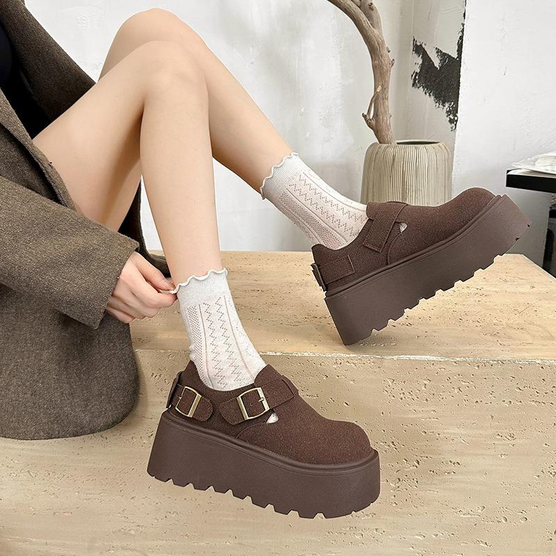 Thick-soled women's autumn and winter one-pedal retro lightweight versatile casual shoes single shoes
