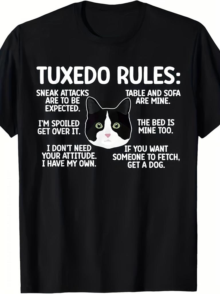 NEW Tuxedo Cat Rules Tuxedo Cat Lover Tuxedo Cat Owner Tee T-Shirt S-3XL Men's Casual Short Sleeve funny graphic tees T-Shirt