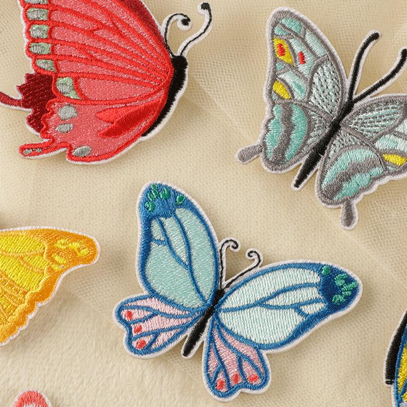 Original Embroidery Label Clothing Accessories Cartoon Butterfly Embroidery Sticker Cloth Label Self-adhesive Patch Sticker Accessory Cloth Sticker