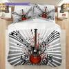 1PC Music, guitar Theme Bedding Quilt Set Quilt Cover Pillowcase Home Decoration Birthday Gift (1 * duvet cover + 2 * pillowcase, without core)