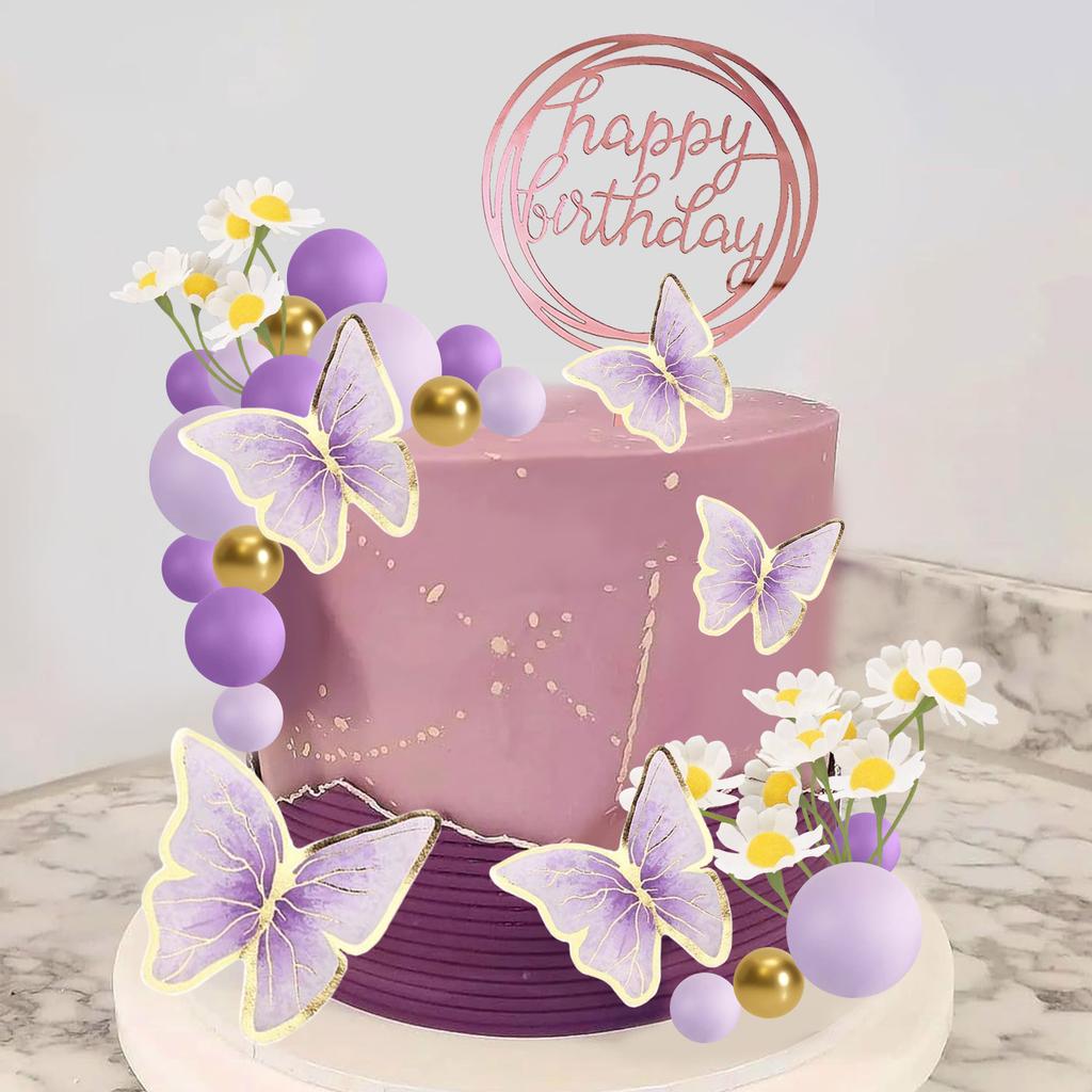 Grüne Kugeln Kuchenaufsatz Schmetterling Kuchendekorationen Happy Birthday Kuchenaufsatz für Hochzeit Babyparty Gänseblümchen Geburtstag