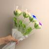 Knitting Flower Rose Bouquet Simulation Flower Home Decoration Wedding Hand-Knitted Crochet Fake Floral for Valentine's Gift