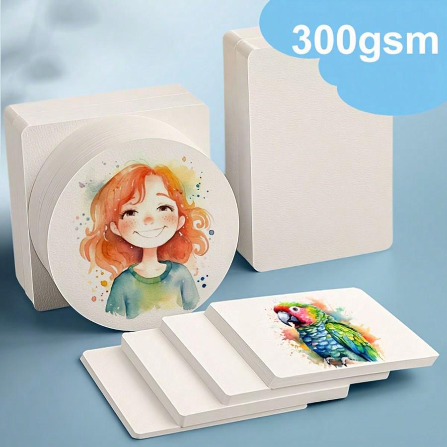 50 Sheets Watercolor Paper Bulk, 140 Lb/300 GSM Cold Press Paper White Water Color Paper For Adults Artists