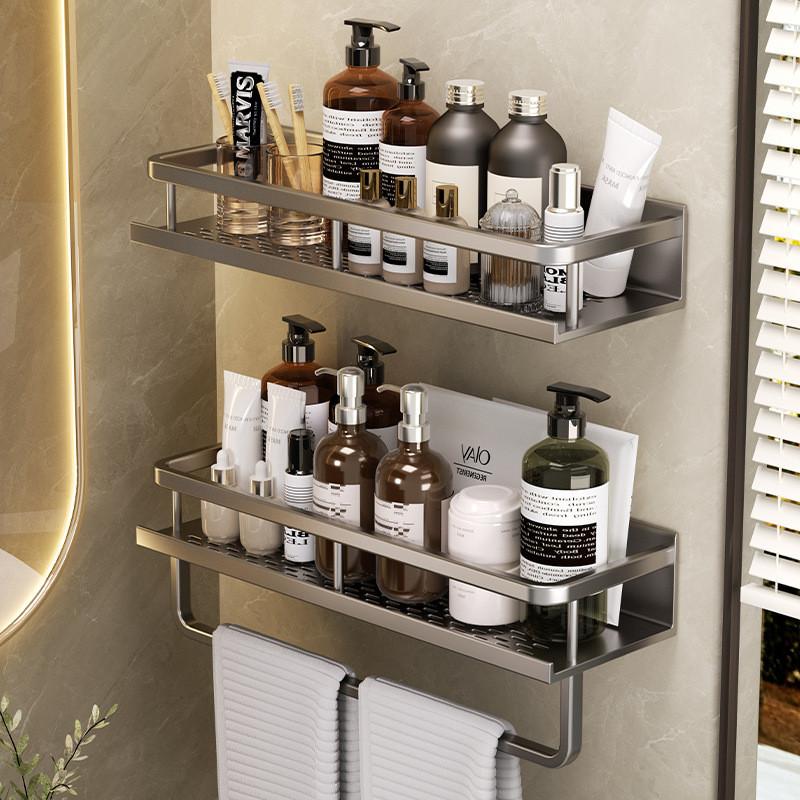 Aluminum Alloy Wall Mount Bathroom Shelf With Removable Design For Shower And Toilet Storage