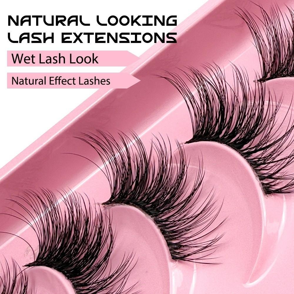 10Pairs Soft Fluffy Half Lashes HandMade Cat Eye Lashes Reusable Faux Cils  Eye Makeup Tools