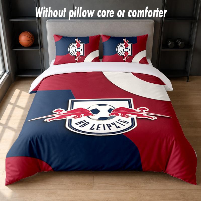 RB Leipzig Football Design Bed Bedding Set 1 Duvet Cover + 2 Pillowcases Soft Breathable Household Bed Linens