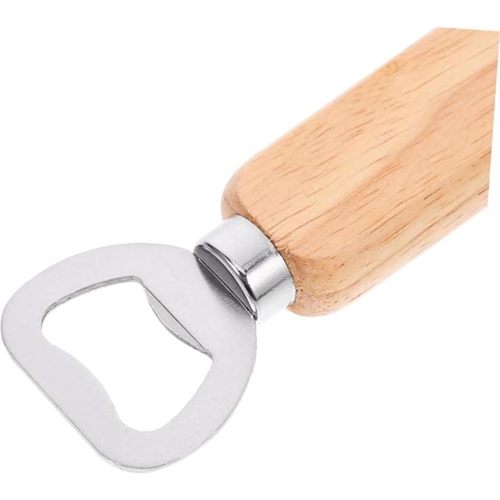 Multi-function Beer Bottle Opener Sturdy Stainless Steel Wooden Handle Easy to Use Ideal for Home Bar Travel