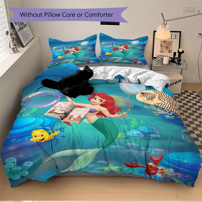 Mermaid Friends Underwater Print 3Pcs Bedding Setduvet Cover With 2 Bedropillowcase Home Birthday Gift