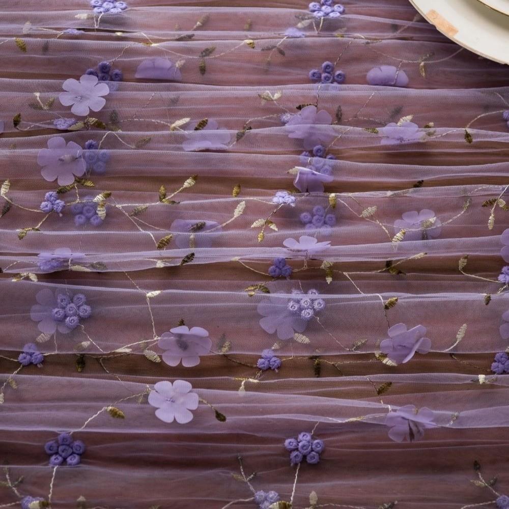 French Style Tulle Table Runner Romantic Table Flag Table Cover Floral Tablecloth Wedding Party
