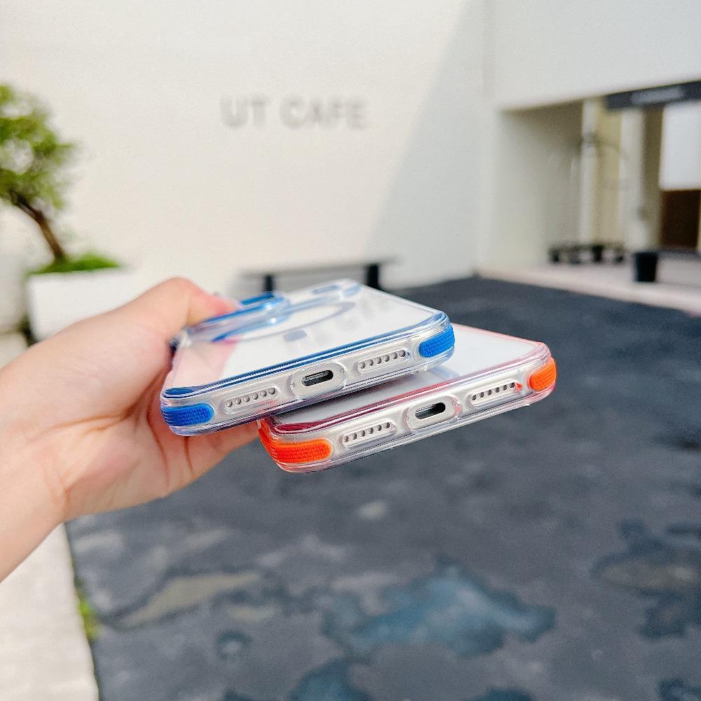 Luxury Transparent Magnetic for Magsafe Case For iPhone 17 Pro Max Air 16 15 14 Plus13 12 11 Colorful Border Shockproof Cover